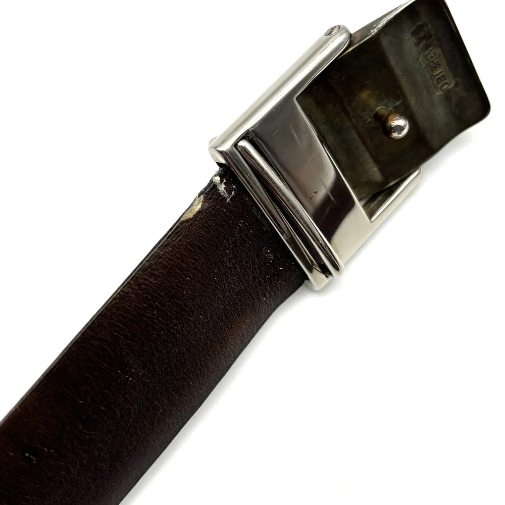1970s Etienne Aigner Plate Buckle Reversible Black/Brown Leather Belt 34 Italy